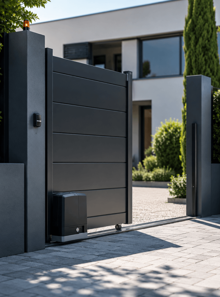 Entrée moderne avec portail coulissant