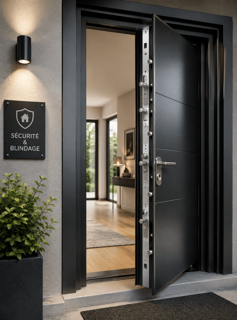 Porte blindée d'entrée moderne.
